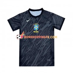 Maillot Extérieur Brésil Gardien Copa America 2024 Noir Manches Courtes Homme