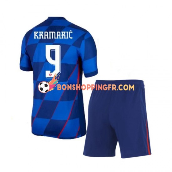 Maillot Extérieur Croatie Andrej Kramaric 9 Euro 2024 Manches Courtes Jeune Enfant(+shorts)