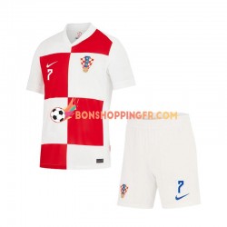 Maillot Domicile Croatie Lovro Majer 7 Euro 2024 Manches Courtes Jeune Enfant(+shorts)