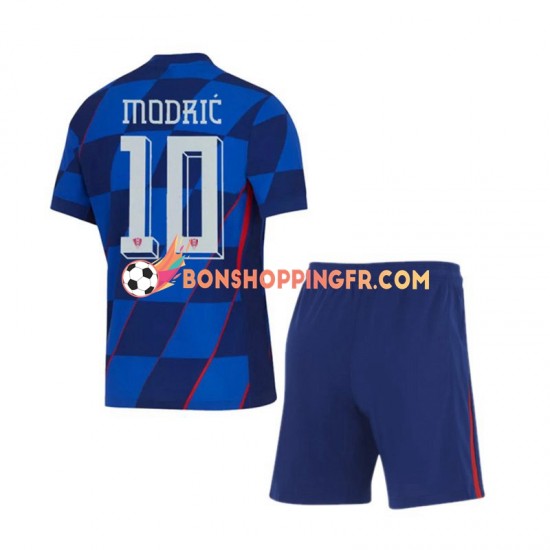 Maillot Extérieur Croatie Luca Modric 10 Euro 2024 Manches Courtes Jeune Enfant(+shorts)