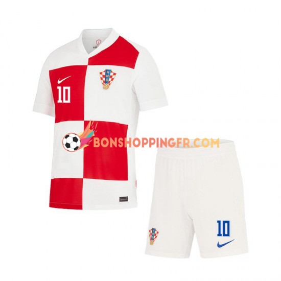 Maillot Domicile Croatie Luca Modric 10 Euro 2024 Manches Courtes Jeune Enfant(+shorts)
