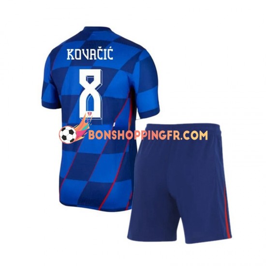 Maillot Extérieur Croatie Mateo Kovacic 8 Euro 2024 Manches Courtes Jeune Enfant(+shorts)