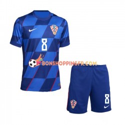 Maillot Extérieur Croatie Mateo Kovacic 8 Euro 2024 Manches Courtes Jeune Enfant(+shorts)