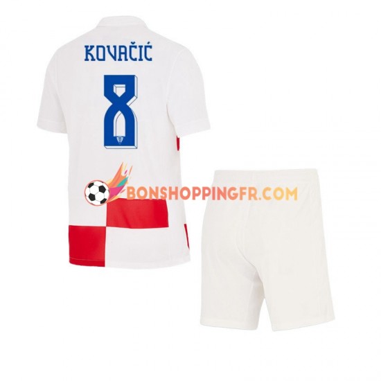 Maillot Domicile Croatie Mateo Kovacic 8 Euro 2024 Manches Courtes Jeune Enfant(+shorts)