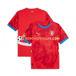 Maillot Domicile Tchéquie Euro 2024 Rouge Manches Courtes Homme