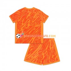 Maillot Domicile Angleterre Gardien Euro 2024 Orange Manches Courtes Jeune Enfant(+shorts)