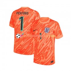 Maillot Domicile Angleterre Gardien Pickford 1 Euro 2024 Orange Manches Courtes Homme