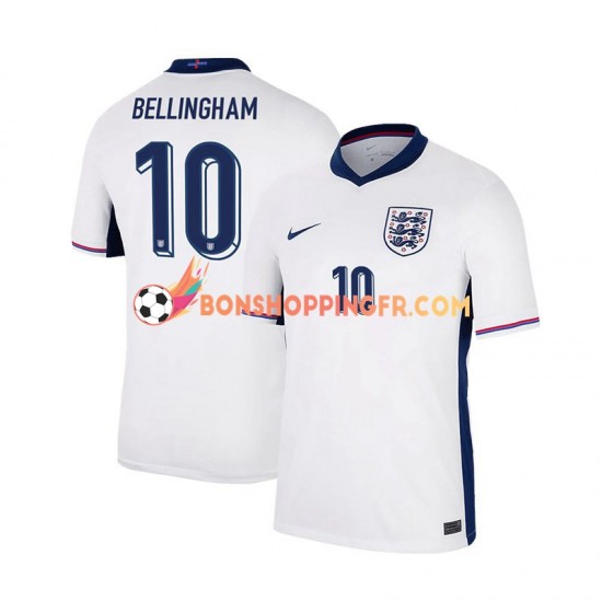 Maillot Domicile Angleterre Jude Bellingham 10 Euro 2024 Blanc Manches Courtes Homme