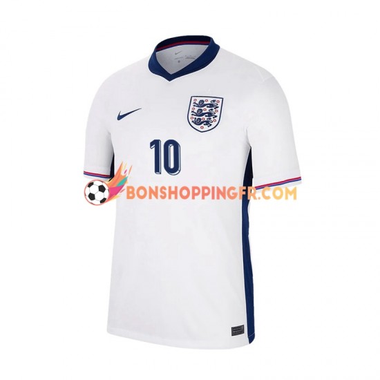 Maillot Domicile Angleterre Jude Bellingham 10 Euro 2024 Blanc Manches Courtes Homme