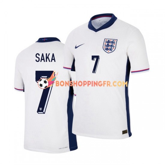 Maillot Domicile Angleterre Saka 7 Euro 2024 Blanc Manches Courtes Homme