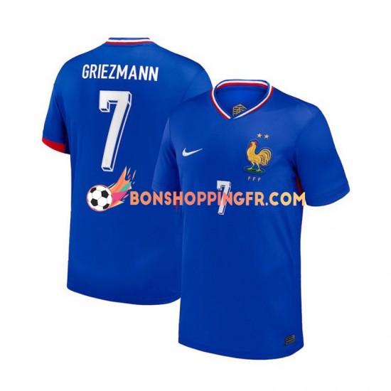 Maillot Domicile France Antoine Griezmann 7 Euro 2024 Bleu Manches Courtes Homme