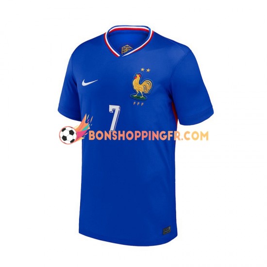 Maillot Domicile France Antoine Griezmann 7 Euro 2024 Bleu Manches Courtes Homme