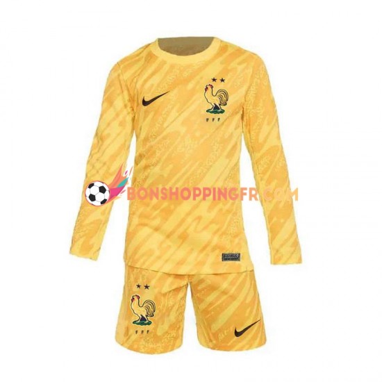 Maillot Domicile France Gardien Euro 2024 Jaune Manches Longues Jeune Enfant(+shorts)