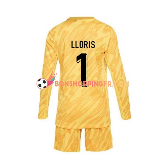 Maillot Domicile France Gardien Hugo Lloris 1 Euro 2024 Jaune Manches Longues Jeune Enfant(+shorts)