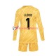 Maillot Domicile France Gardien Hugo Lloris 1 Euro 2024 Jaune Manches Longues Jeune Enfant(+shorts)