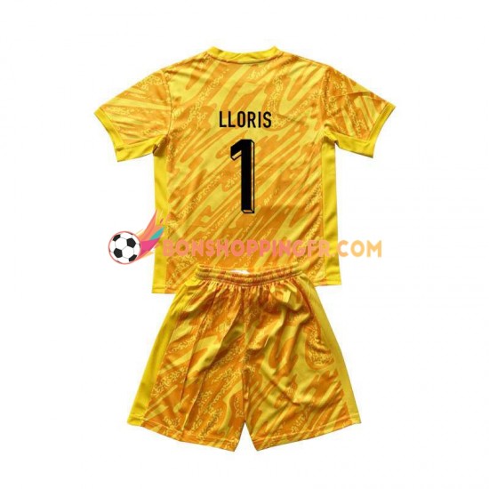 Maillot Domicile France Gardien Hugo Lloris 1 Euro 2024 Jaune Manches Courtes Jeune Enfant(+shorts)