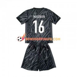 Maillot Extérieur France Gardien Mike Maignan 16 Euro 2024 Noir Manches Courtes Jeune Enfant(+shorts)