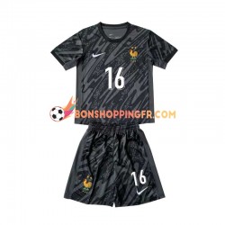 Maillot Extérieur France Gardien Mike Maignan 16 Euro 2024 Noir Manches Courtes Jeune Enfant(+shorts)