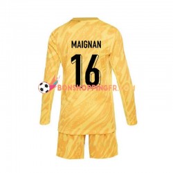 Maillot Domicile France Gardien Mike Maignan 16 Euro 2024 Jaune Manches Longues Jeune Enfant(+shorts)