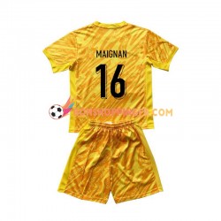 Maillot Domicile France Gardien Mike Maignan 16 Euro 2024 Jaune Manches Courtes Jeune Enfant(+shorts)