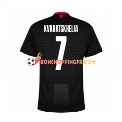 Maillot Extérieur Géorgie Kvaratskhelia 7 Euro 2024 Noir Manches Courtes Homme