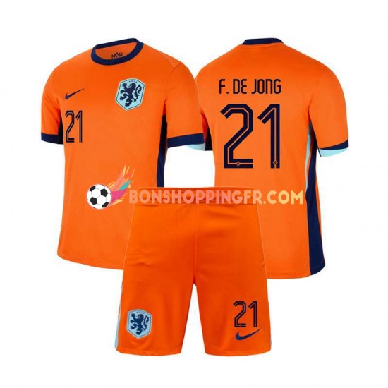 Maillot Domicile Pays-Bas Frenkie de Jong 21 Euro 2024 Manches Courtes Jeune Enfant(+shorts)