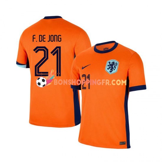 Maillot Domicile Pays-Bas Frenkie de Jong 21 Euro 2024 Manches Courtes Homme