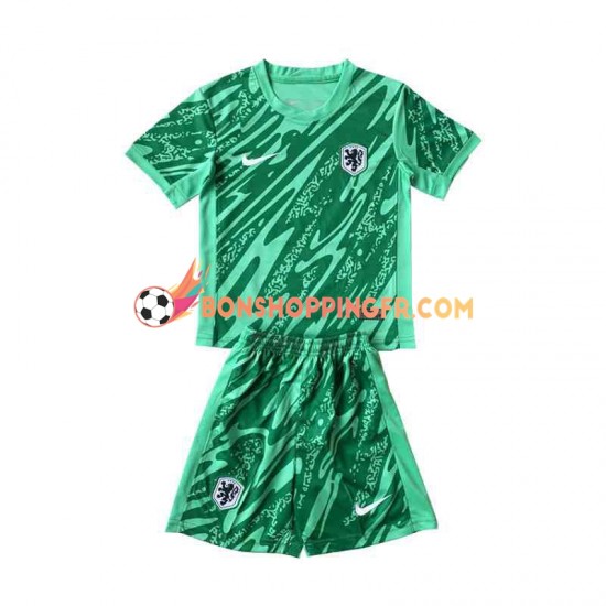 Maillot Domicile Pays-Bas Gardien Euro 2024 Vert Manches Courtes Jeune Enfant(+shorts)