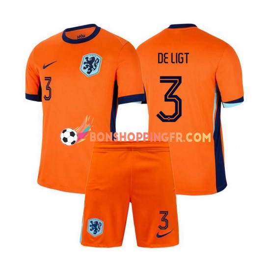 Maillot Domicile Pays-Bas Matthijs de Ligt 3 Euro 2024 Manches Courtes Jeune Enfant(+shorts)