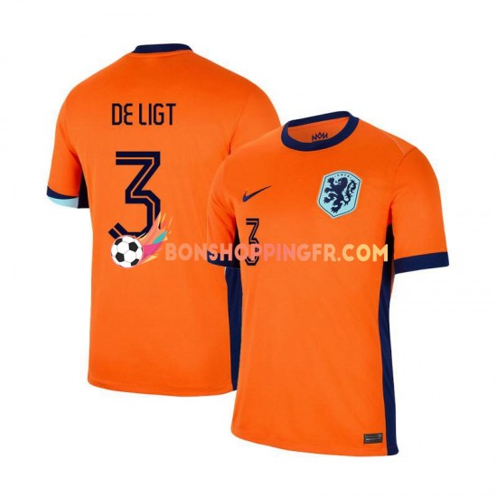 Maillot Domicile Pays-Bas Matthijs de Ligt 3 Euro 2024 Manches Courtes Homme