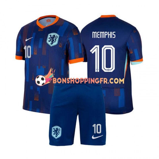 Maillot Extérieur Pays-Bas Memphis Depay 10 Euro 2024 Manches Courtes Jeune Enfant(+shorts)