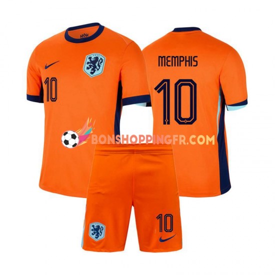 Maillot Domicile Pays-Bas Memphis Depay 10 Euro 2024 Manches Courtes Jeune Enfant(+shorts)