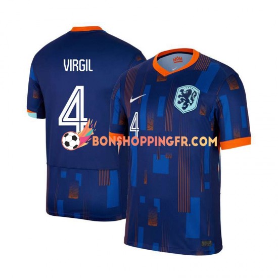 Maillot Extérieur Pays-Bas Virgil van Dijk 4 Euro 2024 Manches Courtes Homme