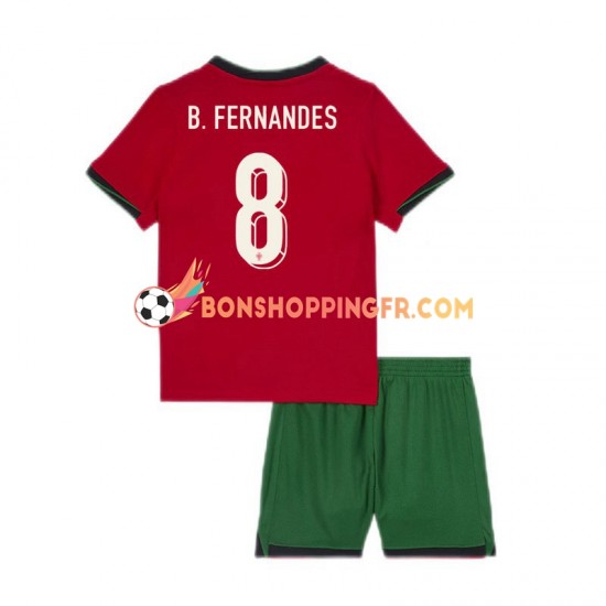 Maillot Domicile Portugal Bruno Fernandes 8 Euro 2024 Manches Courtes Jeune Enfant(+shorts)