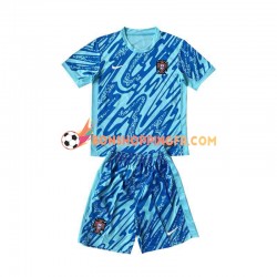 Maillot 3ème Portugal Gardien Euro 2024 Bleu Manches Courtes Jeune Enfant(+shorts)