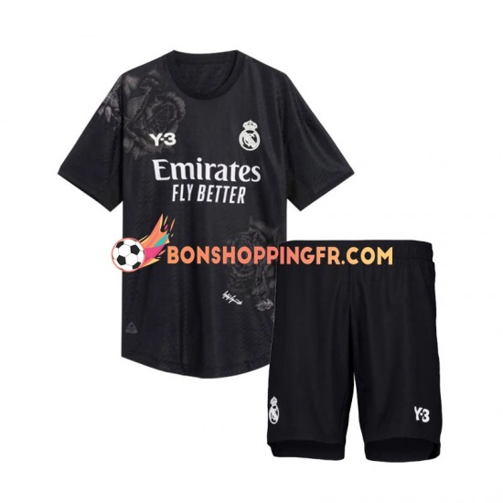 Maillot 4ème Real Madrid Gardien Y3 2023-2024 Noir Manches Courtes Jeune Enfant(+shorts)