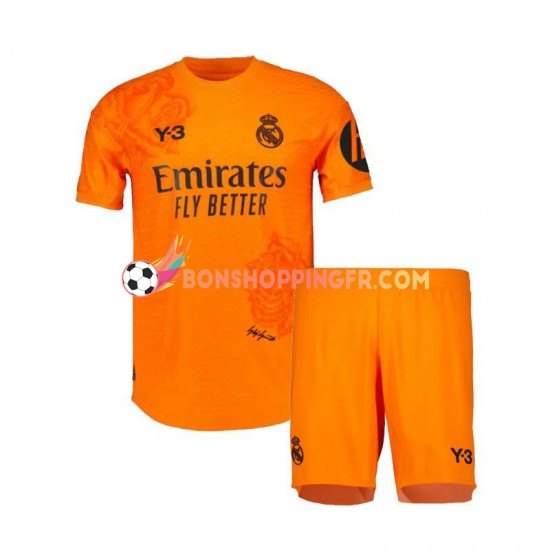 Maillot 3ème Real Madrid Gardien Y3 2023-2024 Orange Manches Courtes Jeune Enfant(+shorts)