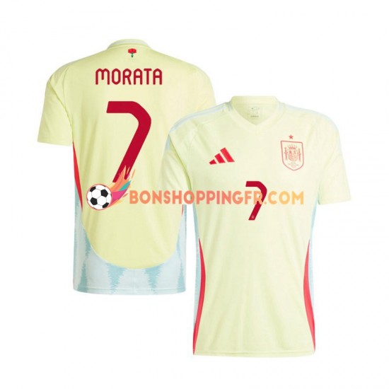 Maillot Extérieur Espagne Alvaro Morata 7 Euro 2024 Manches Courtes Homme