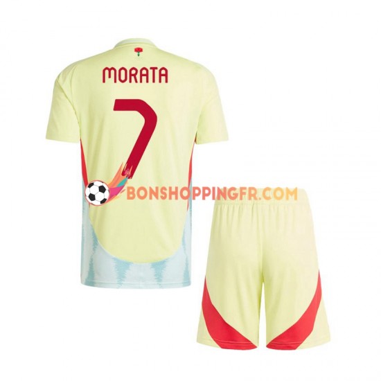 Maillot Extérieur Espagne Alvaro Morata 7 Euro 2024 Manches Courtes Jeune Enfant(+shorts)