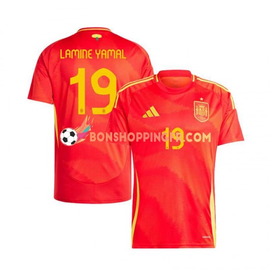 Maillot Domicile Espagne Lamine Yamal 19 Euro 2024 Manches Courtes Homme