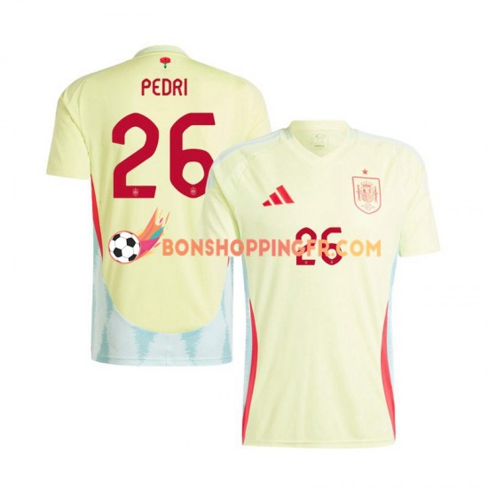 Maillot Extérieur Espagne Pedri 26 Euro 2024 Manches Courtes Homme