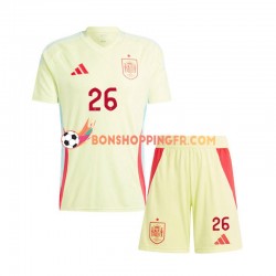 Maillot Extérieur Espagne Pedri 26 Euro 2024 Manches Courtes Jeune Enfant(+shorts)