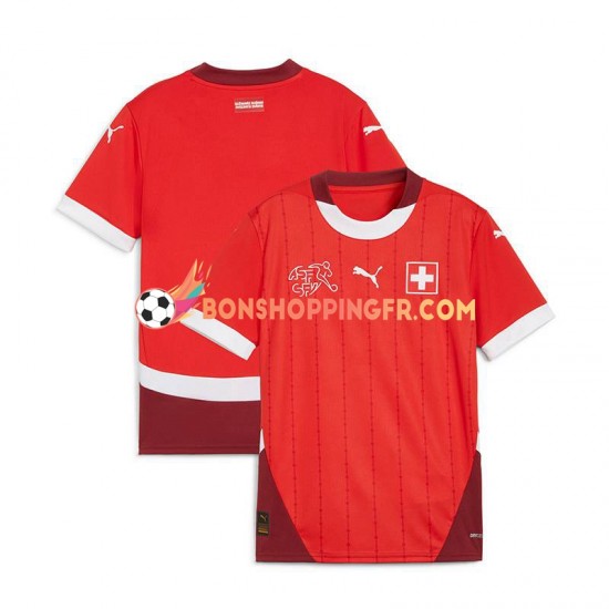 Maillot Domicile Suisse Euro 2024 Rouge Manches Courtes Homme