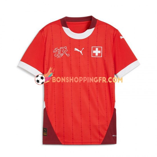 Maillot Domicile Suisse Euro 2024 Rouge Manches Courtes Homme