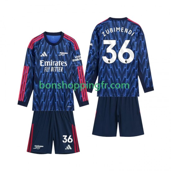 Maillot Extérieur Arsenal Zubimendi 36 2025-2026 Manches Longues Jeune Enfant(+shorts)
