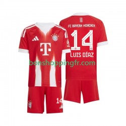 Maillot Domicile Bayern Munich Luis Diaz 14 2025-2026 Manches Courtes Jeune Enfant(+shorts)