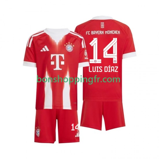 Maillot Domicile Bayern Munich Luis Diaz 14 2025-2026 Manches Courtes Jeune Enfant(+shorts)