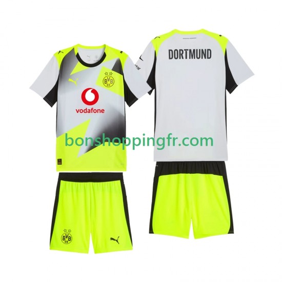 Maillot Extérieur Borussia Dortmund 2025-2026 Manches Courtes Jeune Enfant(+shorts)