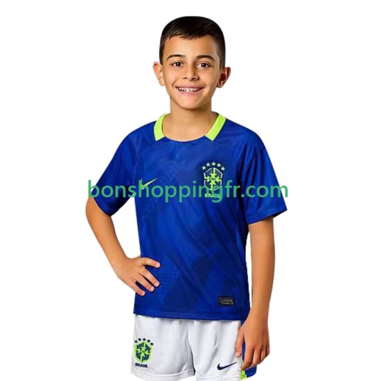 Maillot Extérieur Brésil 2025-2026 Manches Courtes Jeune Enfant(+shorts)