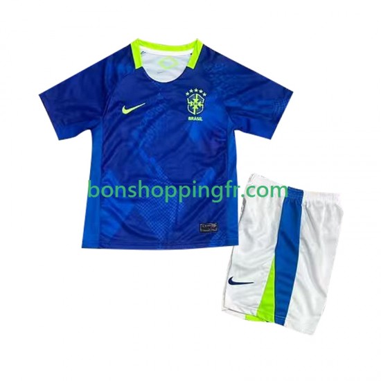 Maillot Extérieur Brésil 2025-2026 Manches Courtes Jeune Enfant(+shorts)
